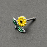 20G 1/4 Cheery Inlay Sunflower Nose Bone