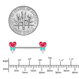 14G 9/16 Sweet Happy Heart Lollipop Barbell Nipple Ring Set