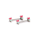 14G 9/16 Sweet Happy Heart Lollipop Barbell Nipple Ring Set