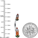 Sweet Christmas Holiday Candle Holly Double Mount Belly Ring