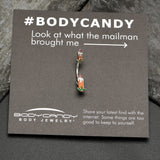 Sweet Christmas Holiday Candle Holly Double Mount Belly Ring