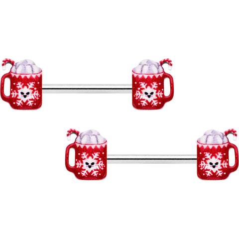 14G 9/16 Sweet Hot Cocoa Holiday Barbell Holiday Nipple Ring Set