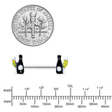14G 9/16 Champagne Bottle Flute Yellow Barbell Nipple Ring Set