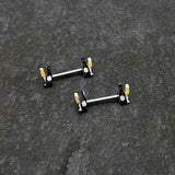 14G 9/16 Champagne Bottle Flute Yellow Barbell Nipple Ring Set