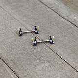 14G 9/16 Champagne Bottle Flute Yellow Barbell Nipple Ring Set