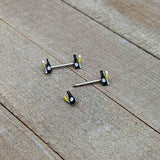 14G 9/16 Champagne Bottle Flute Yellow Barbell Nipple Ring Set