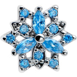 20G 7mm Blue CZ Gem Snowflake Blues L Shape Nose Ring