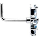 20G 7mm Blue CZ Gem Snowflake Blues L Shape Nose Ring