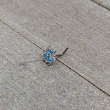20G 7mm Blue CZ Gem Snowflake Blues L Shape Nose Ring