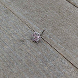 20G 7mm Pink Clear CZ Gem Snowflake L Shape Nose Ring