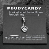 Clear CZ Gem Triple Drop Swirl Heart Valentine Double Mount Belly Ring