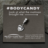 Clear CZ Gem Triple Drop Swirl Heart Valentine Double Mount Belly Ring