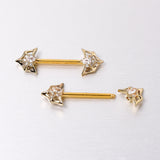 14G 5/8 Clear Gem Gold Tone Spider Bat Barbell Nipple Ring Set