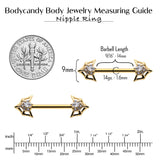 14G 5/8 Clear Gem Gold Tone Spider Bat Barbell Nipple Ring Set