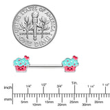 14G 9/16 Sweet Happy Cupcake Barbell Nipple Ring Set
