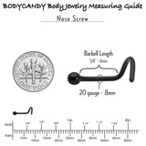 20G 1/4 Black ASTM F-136 Implant Grade Titanium Ball End Left Side Nose Screw