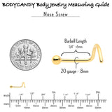 20G 1/4 Gold Hue ASTM F-136 Implant Grade Titanium Ball End Left Side Nose Screw