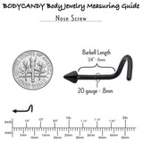 20G 1/4 Black ASTM F-136 Implant Grade Titanium Cone End Left Side Nose Screw