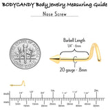 20G 1/4 Gold Hue ASTM F-136 Implant Grade Titanium Cone End Left Side Nose Screw