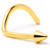 20G 1/4 Gold Hue ASTM F-136 Implant Grade Titanium Cone End Left Side Nose Screw