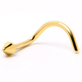 20G 1/4 Gold Hue ASTM F-136 Implant Grade Titanium Cone End Left Side Nose Screw