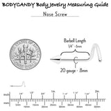 20G 1/4 ASTM F-136 Implant Grade Titanium Cone End Left Side Nose Screw