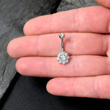 Clear CZ Gem Luxury Sun Splash Belly Ring