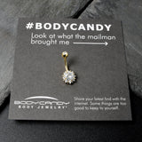 Clear CZ Gem Gold Tone Luxury Sun Splash Belly Ring