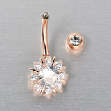 Clear CZ Gem Rose Gold Tone Luxury Sun Splash Belly Ring