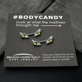 14G 9/16 Clear CZ Gem Honey Bees Barbell Nipple Ring Set