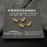 14G 9/16 Clear CZ Gem Gold Hue Honey Bees Barbell Nipple Ring Set