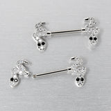 14G 9/16 Clear Black CZ Gem Sexy Snakes Barbell Nipple Ring Set