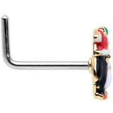20G 7mm Holly Hat Penguin Holiday L Shape Nose Ring