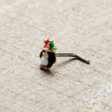 20G 7mm Holly Hat Penguin Holiday L Shape Nose Ring