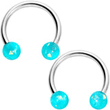 14G 9/16 Green Faux Opal Horseshoe Barbell Nipple Ring Set of 4