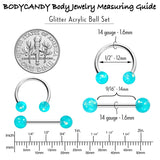 14G 9/16 Green Faux Opal Horseshoe Barbell Nipple Ring Set of 4