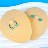 14G 9/16 Green Faux Opal Horseshoe Barbell Nipple Ring Set of 4