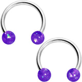 14G 9/16 Purple Faux Opal Horseshoe Barbell Nipple Ring Set of 4
