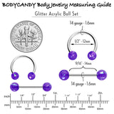 14G 9/16 Purple Faux Opal Horseshoe Barbell Nipple Ring Set of 4