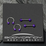 14G 9/16 Purple Faux Opal Horseshoe Barbell Nipple Ring Set of 4