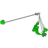 14G Glow in Dark Leprechaun Boot Dangle Industrial Barbell 38mm