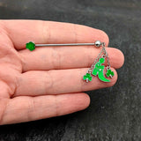 14G Glow in Dark Leprechaun Boot Dangle Industrial Barbell 38mm