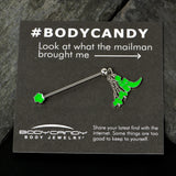 14G Glow in Dark Leprechaun Boot Dangle Industrial Barbell 38mm