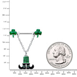 14G 11/16 Leprechaun Legs Shamrock Chain Dangle Nipple Ring Set