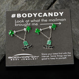 14G 11/16 Leprechaun Legs Shamrock Chain Dangle Nipple Ring Set