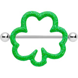 14G 1 3/16 Lucky Shamrock St Patricks Day Green Nipple Shield Set