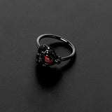 20G 5/16 Red CZ Gem Black Double Passion Heart Claw Nose Hoop