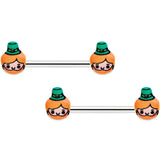 14G 9/16 Sweet Happy Leprechaun St Patricks Day Nipple Ring Set