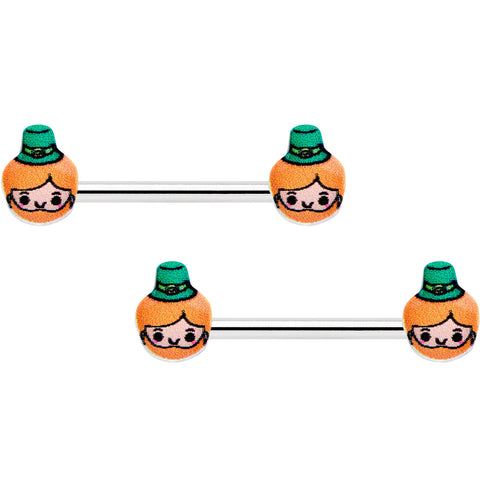 14G 9/16 Sweet Happy Leprechaun St Patricks Day Nipple Ring Set