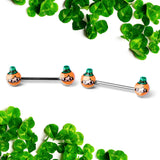 14G 9/16 Sweet Happy Leprechaun St Patricks Day Nipple Ring Set